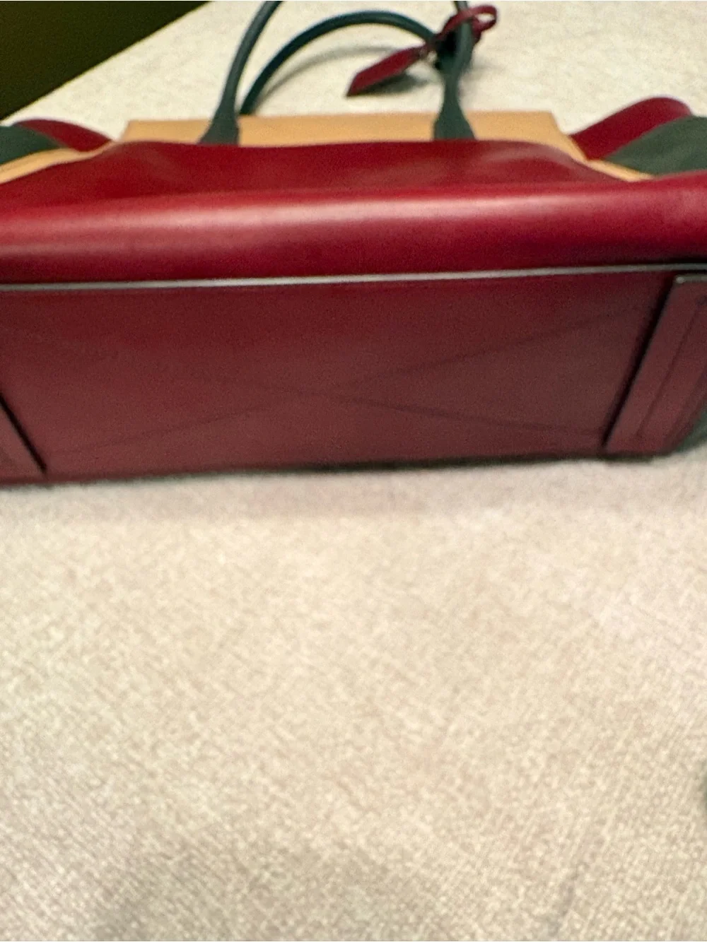 Reed Krakoff Colorblock Leather Tote Bag in Burgundy, Beige & Gray